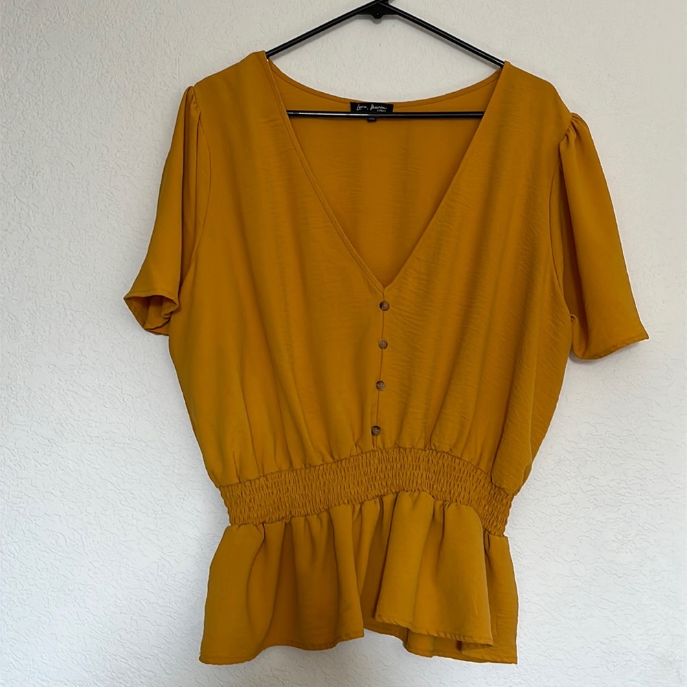 Womens Yellow Peplum Blouse